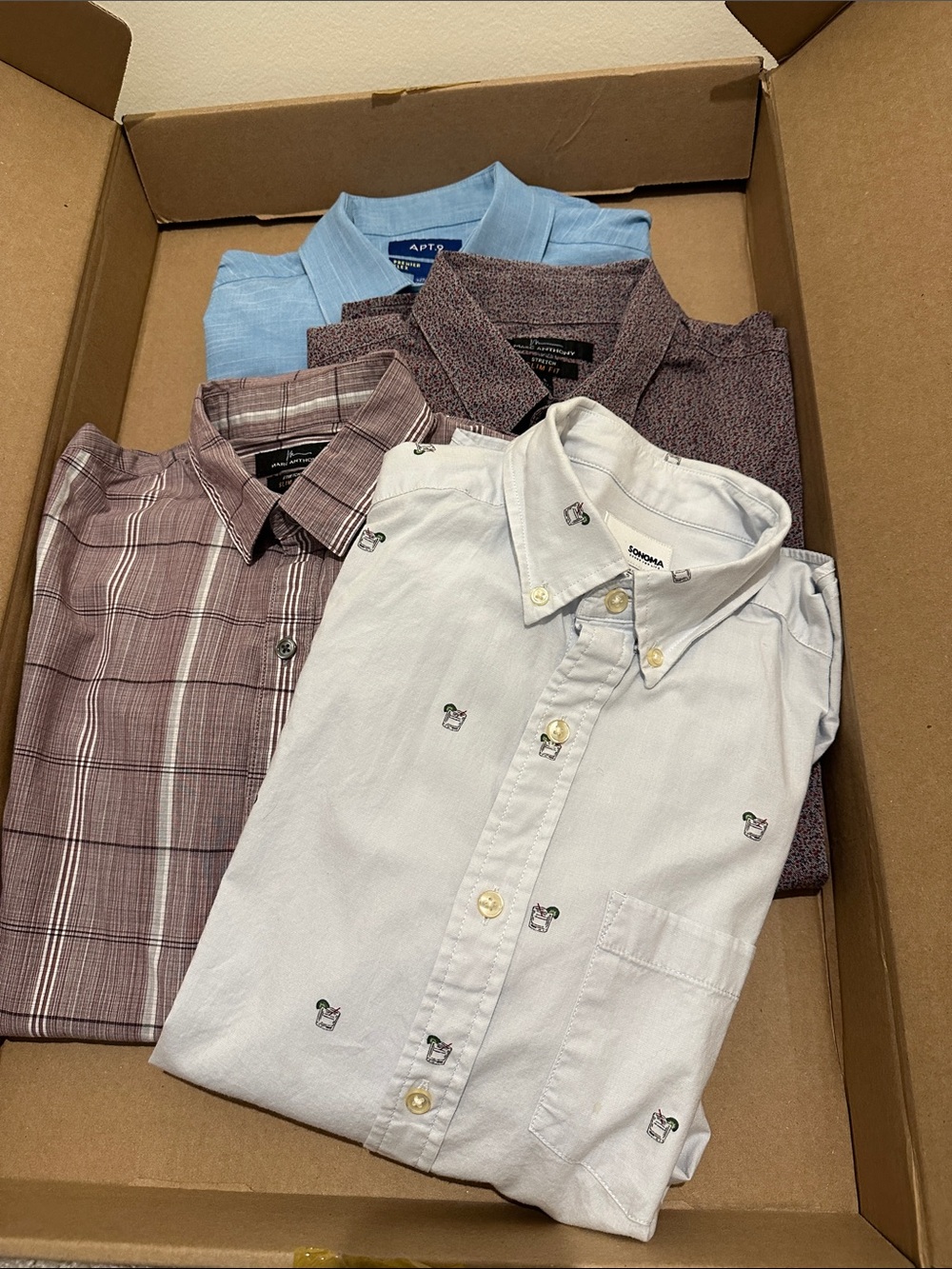Sonoma Light Blue Oxford Button-Down Shirt with Embroidered Motifs